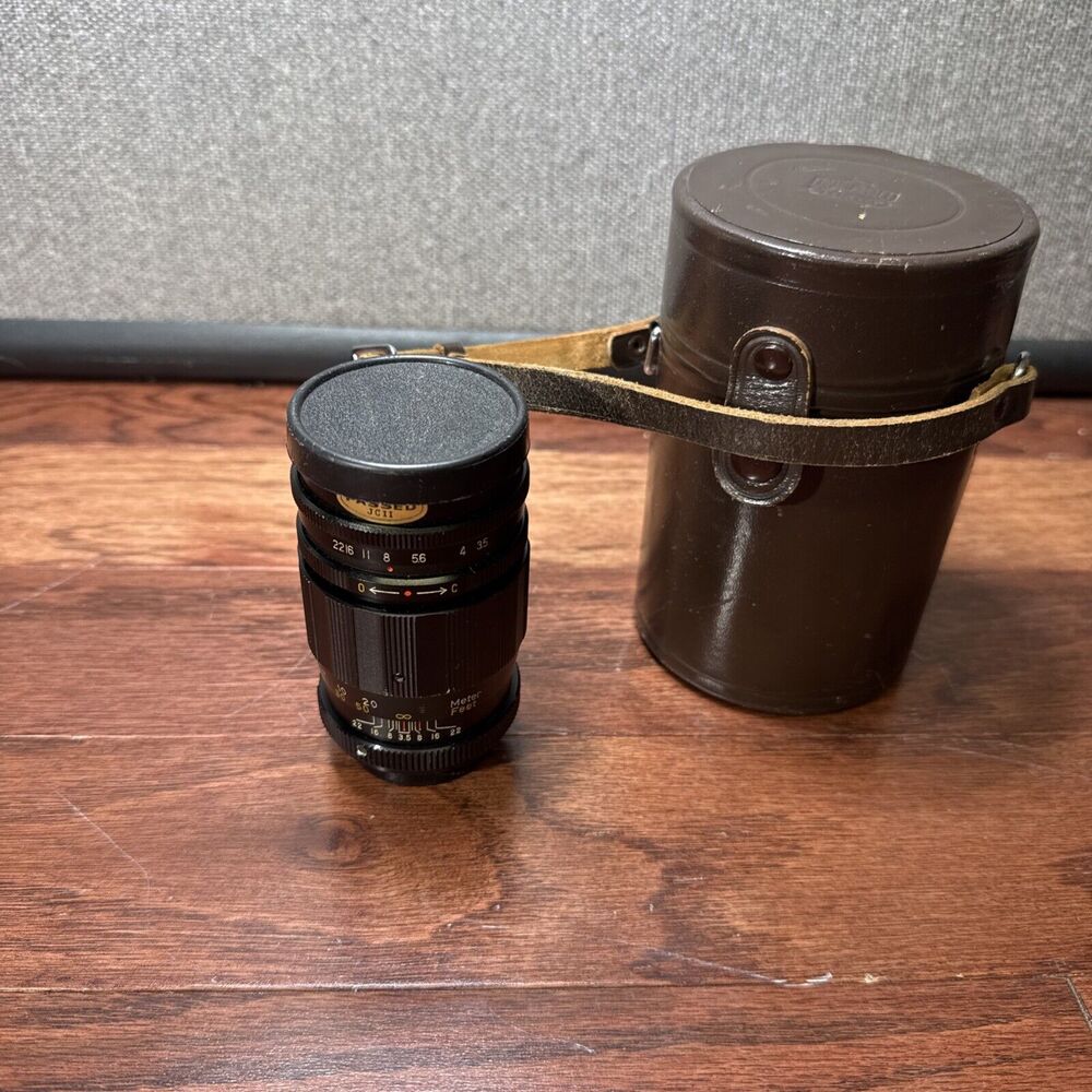 Soligor f=l 35mm,  l:3.5  Telephoto Lens Vintage No. H55097 W/ Vtg Nippon Case